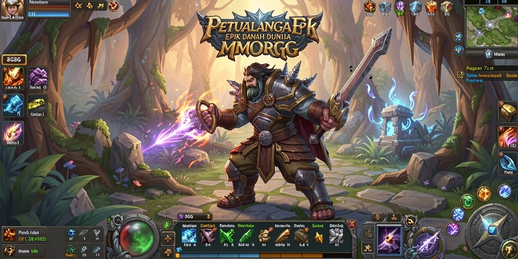 Screenshot dari gameplay epik dalam 8G8G MMORPG.
