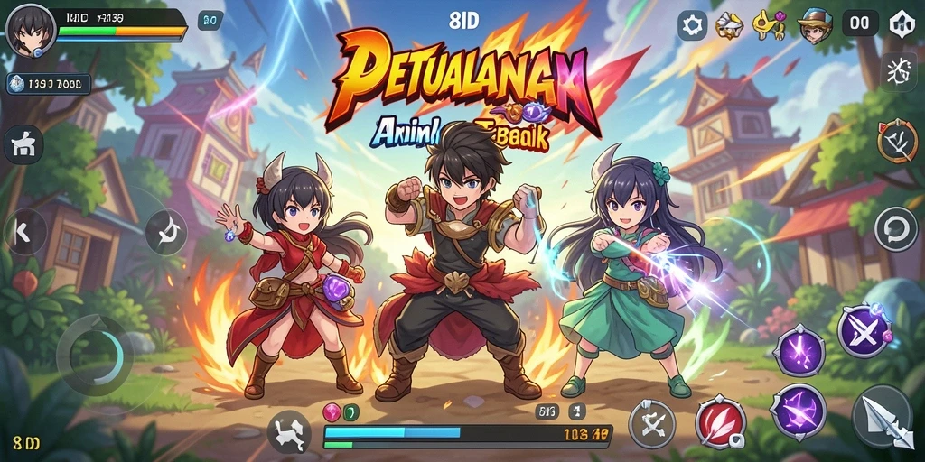 Tampilan gameplay 8ID yang menarik dengan karakter anime ikonik.