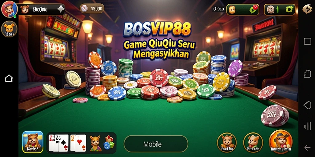 Screenshot utama menunjukkan aksi seru dalam permainan QiuQiu.