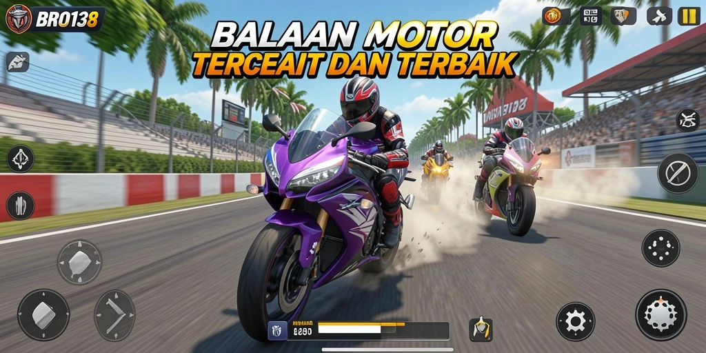 Tampilan gameplay yang mendebarkan dalam balapan motor dengan grafis menakjubkan.