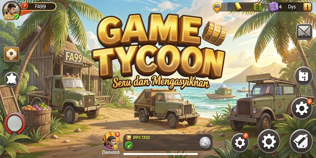 Tampilan gameplay FA99 menampilkan strategi bisnis Tycoon yang mendebarkan.
