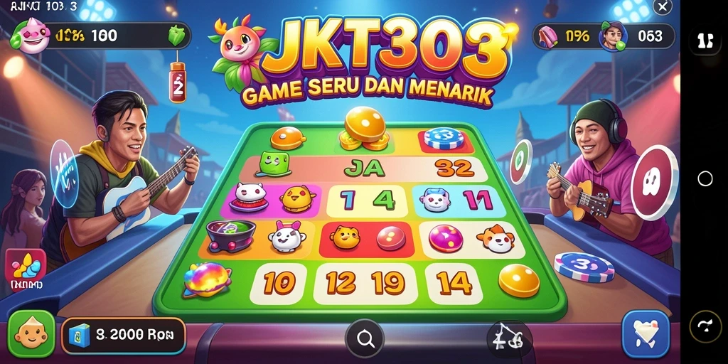 Tampilan utama gameplay Bingo JKT303 dengan kartu dan angka.