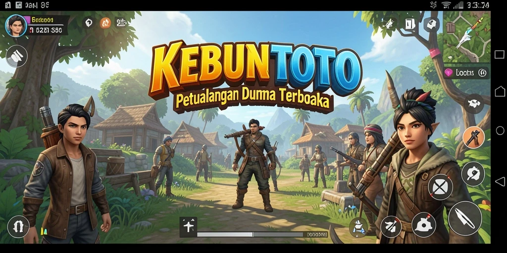 Tampilan gameplay KEBUNTOTO yang epik dalam dunia terbuka.
