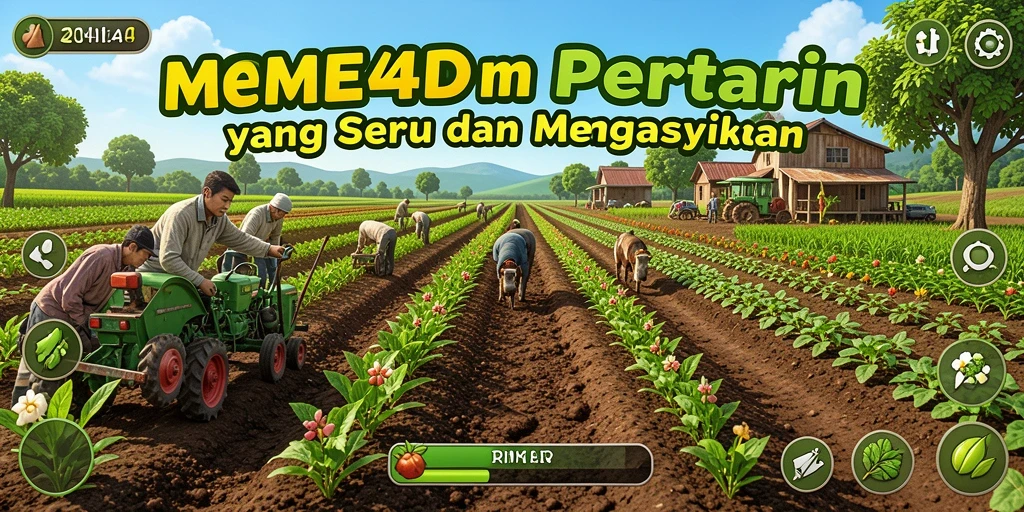 Gameplay MEME4D menunjukkan keseruan bertani dan menjual hasil panen.