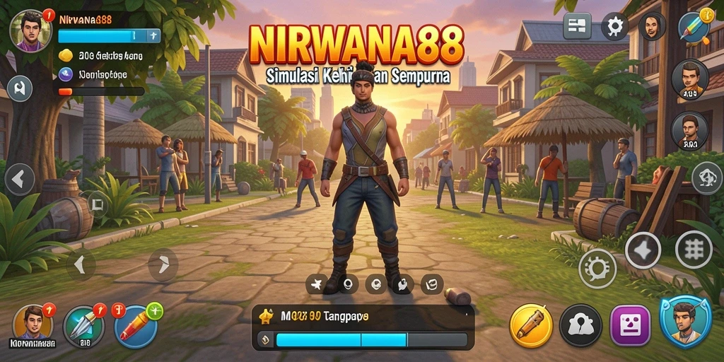 Screenshot gameplay NIRWANA88 yang menampilkan simulasi kehidupan sehari-hari.