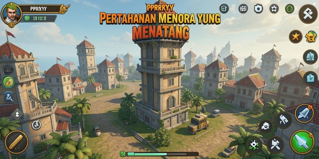 Gameplay menarik dalam PPRRYY menampilkan pertahanan menara yang strategis.