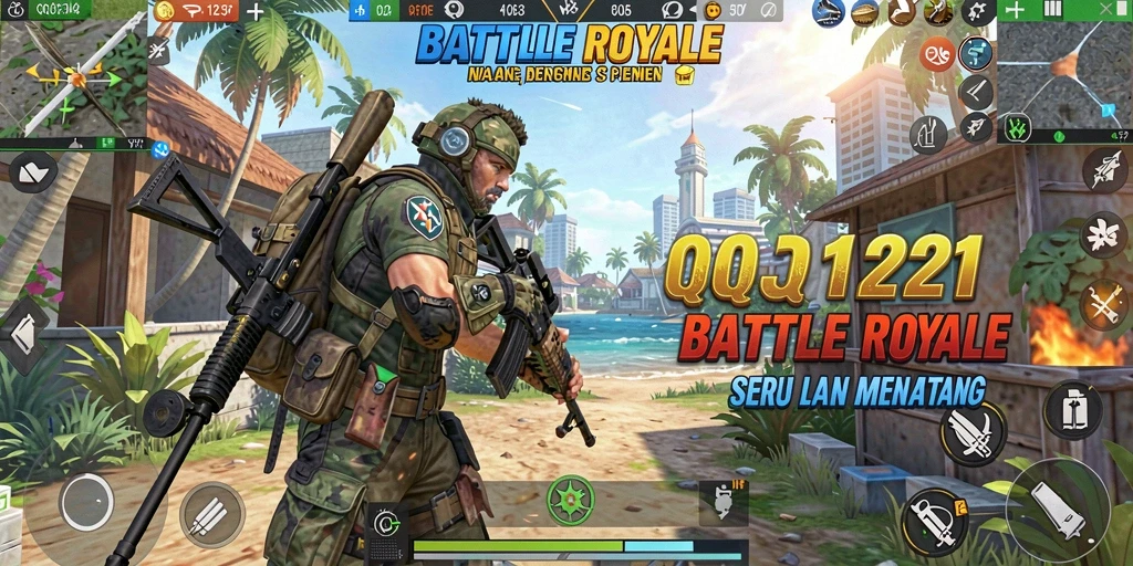 Gameplay mendebarkan di arena pertarungan Battle Royale.