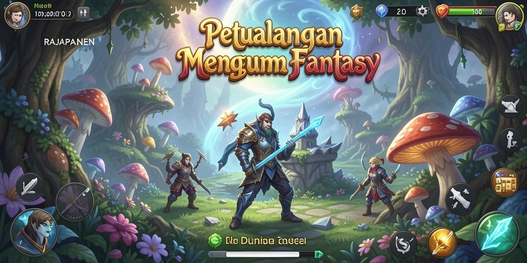 Tampilan gameplay RAJAPANEN dengan aksi seru karakter dalam pertempuran RPG.