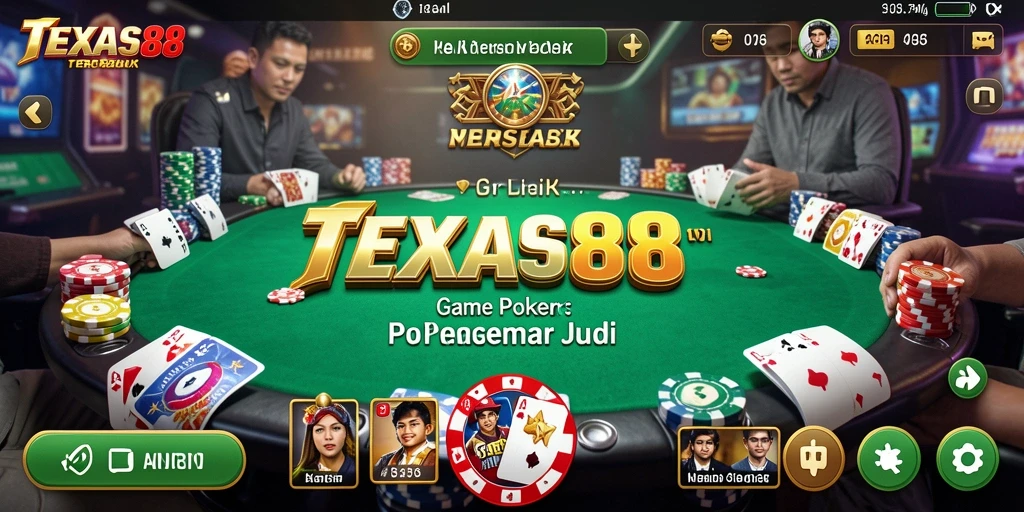 Screenshot gameplay TEXAS88 menampilkan keseruan permainan kartu poker.
