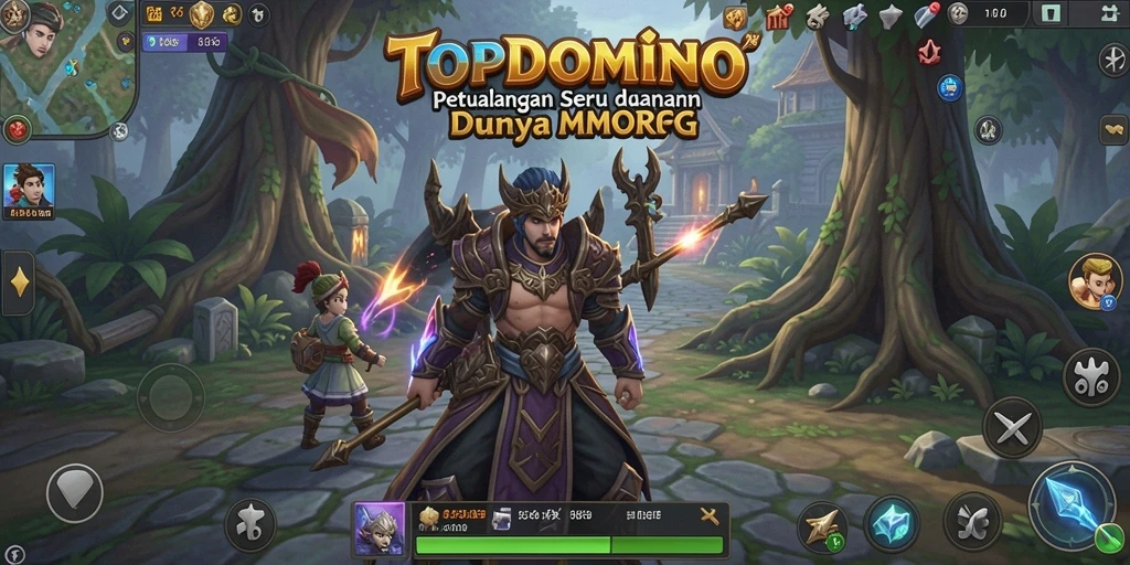 Screenshot gameplay <strong>TOPDOMINO</strong> yang menampilkan pertempuran epik di dunia MMORPG.