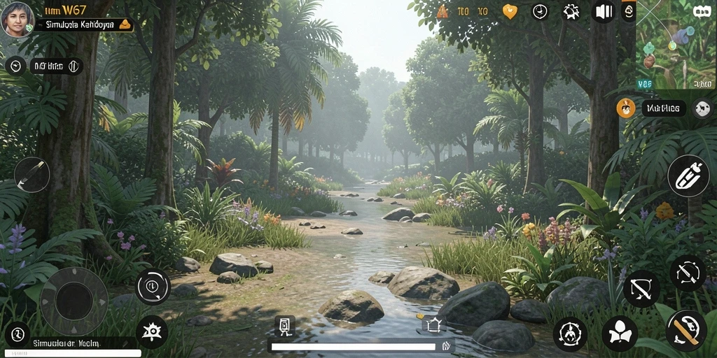 Tampilan gameplay yang menakjubkan dalam W67 menunjukkan suasana hidup dan interaksi pemain.