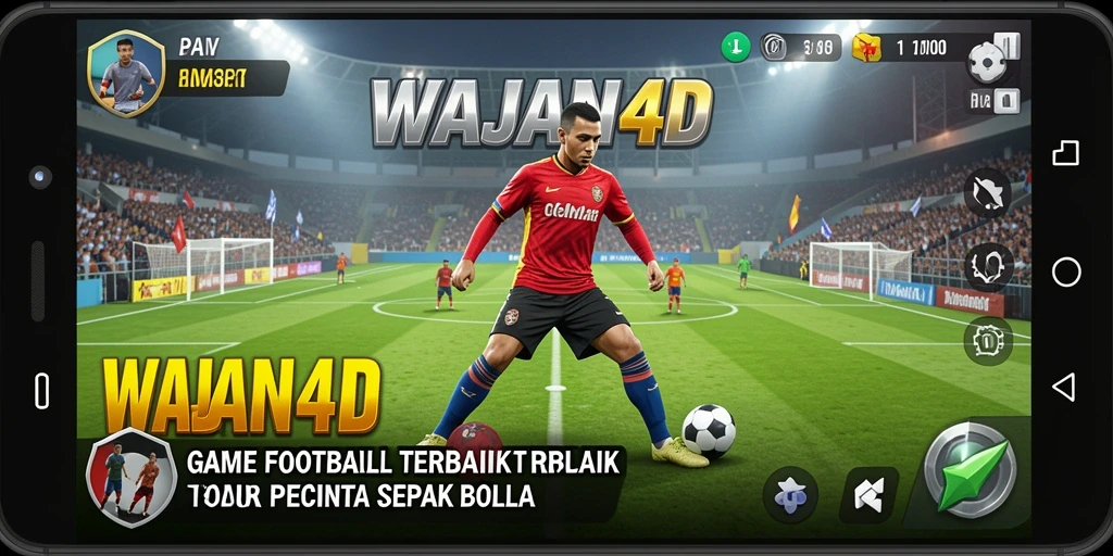 Tampilan gameplay seru dalam WAJAN4D yang menampilkan aksi sepak bola.